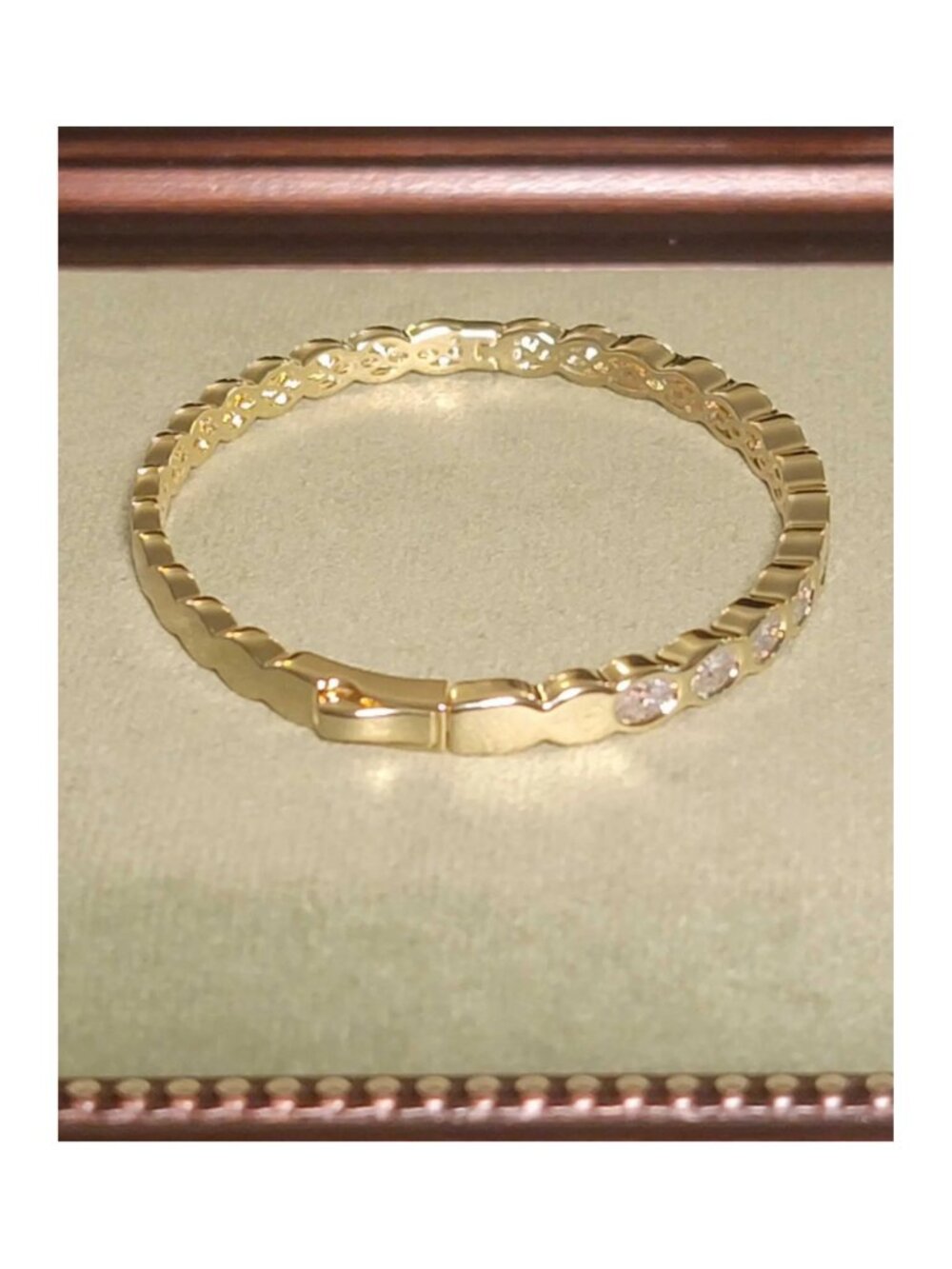 5.5 CTW Moissanite Bangle Bracelet 14K Gold Plated Brass GRA D VVS1 NWT - Picture 4 of 8